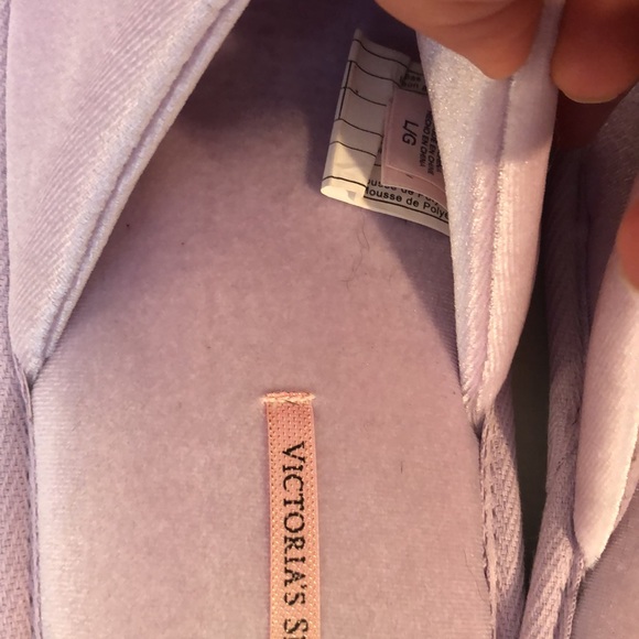 Victoria's Secret Lavender Velvet Pom Pom Slippers - Picture 4 of 7
